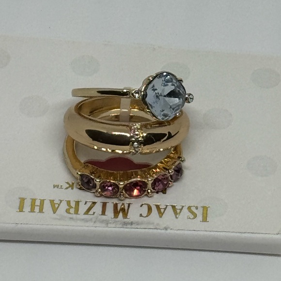 Isaac Mizrahi Set of 3 Statement Ring SZ 8 - Picture 9 of 10